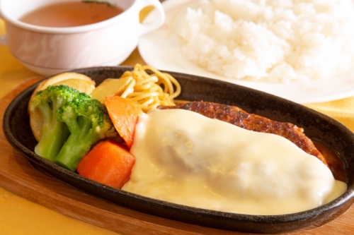 Cheese hamburger steak set